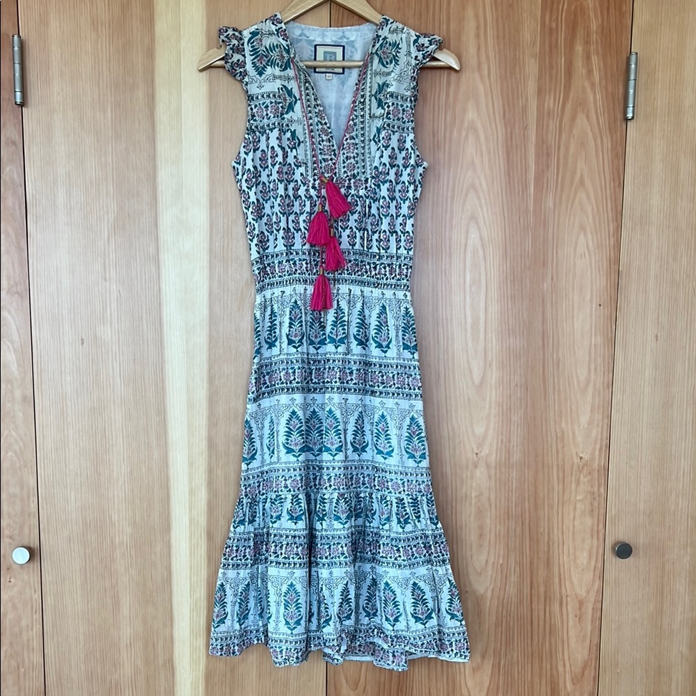 Blue Sleeveless V-Neck Sundress for Resort Wear